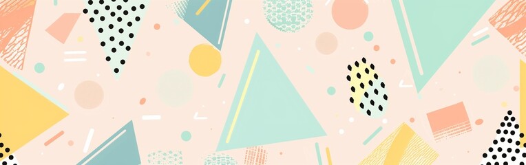 Abstract geometric background with pastel shapes and dots, illustration in a flat design style.