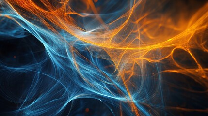Abstract Tech Background with Blue and Orange Energy Lines