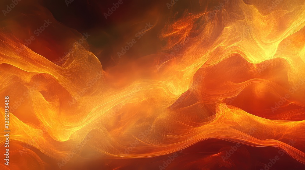 Poster abstract fiery background with flowing orange and yellow hues, light and dark gradients, and smooth 