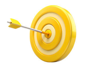 Arrow and dart hitting target symbolizing success and accuracy in business and competition