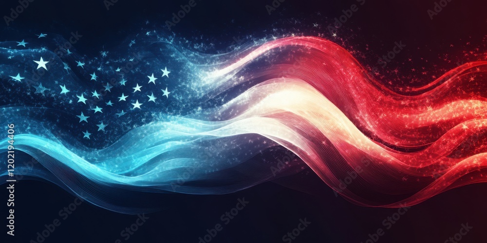 Poster colors swirl together in a dynamic representation of a national flag, embodying themes of patriotism