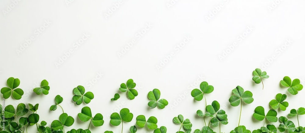 Poster Fresh green clover leaves on a white background with ample copy space for text and design elements