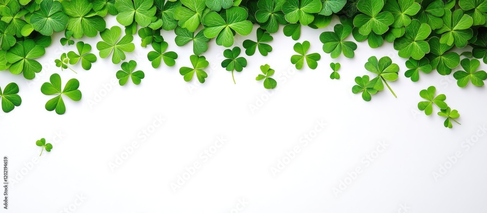 Aufkleber green clover leaves on white background with copy space for text or design elements