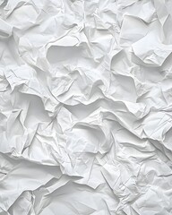 Obraz premium A close-up view of crumpled white paper, showcasing texture and depth.