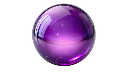 Purple glass crystal ball with shiny reflections and a glossy, transparent surface