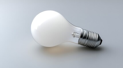 Light bulb with reflective surface on grey background featuring copy space for text placement