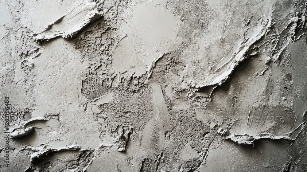 Poster Gray textured wall with rough plaster finish and abstraction Copy Space