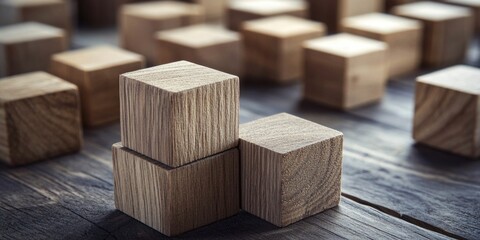 Wooden blocks on table