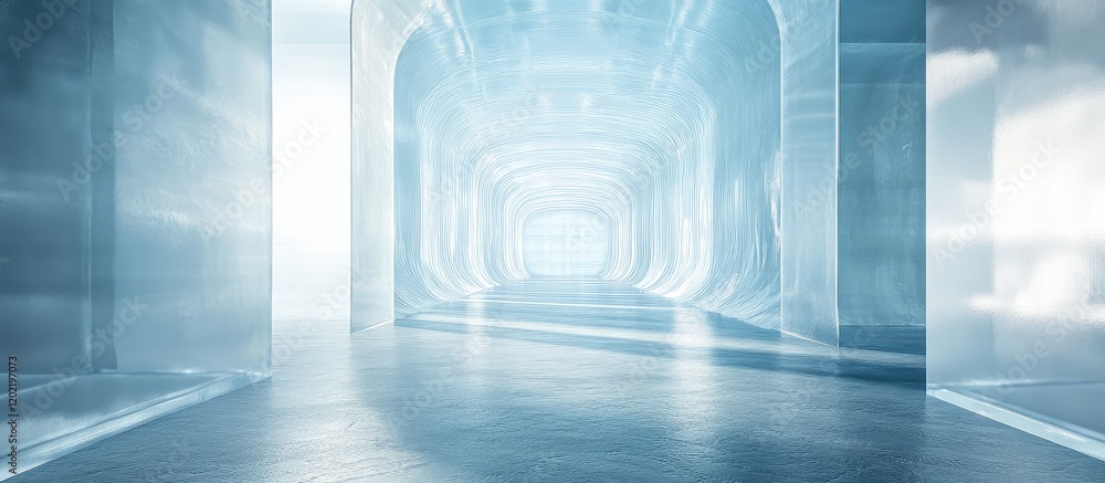Aufkleber futuristic minimalistic hallway with transparent walls and soft light reflections ideal for modern a