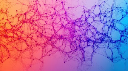 Fototapeta premium A vibrant abstract background featuring interconnected nodes and lines, transitioning from pink to blue hues, evoking a sense of digital connectivity.