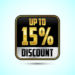 Up to 15 percent discount, Sale tags. Sale offer sign. Special offer symbol. Discount promotion