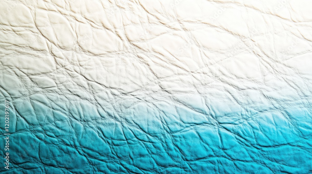 Poster Textured background of wrinkled leather with a gradient color transition from light cream to blue. Copy Space available.