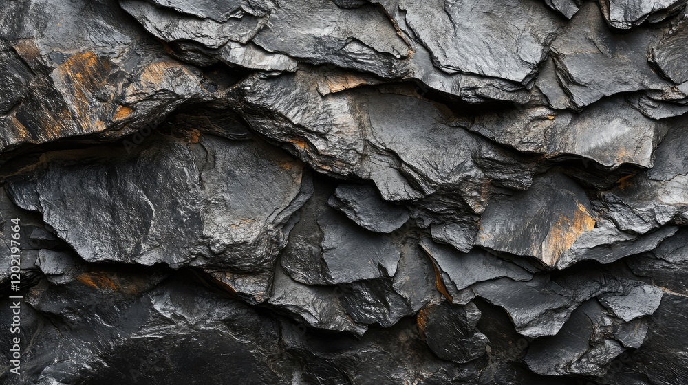 Leinwandbilder Dark slate stone texture background with layered surfaces ideal for natural design elements and Copy Space.