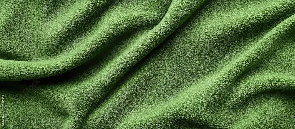 Aufkleber green textured fabric close-up with draped folds and soft surface details ideal for backgrounds and 