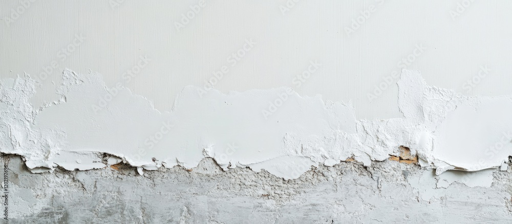 Aufkleber Textured wall with chipped paint and visible layers peeling off, neutral color background with ample Copy Space for design use.