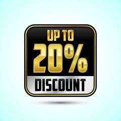 Up to 20 percent discount, Sale tags. Sale offer sign. Special offer symbol. Discount promotion