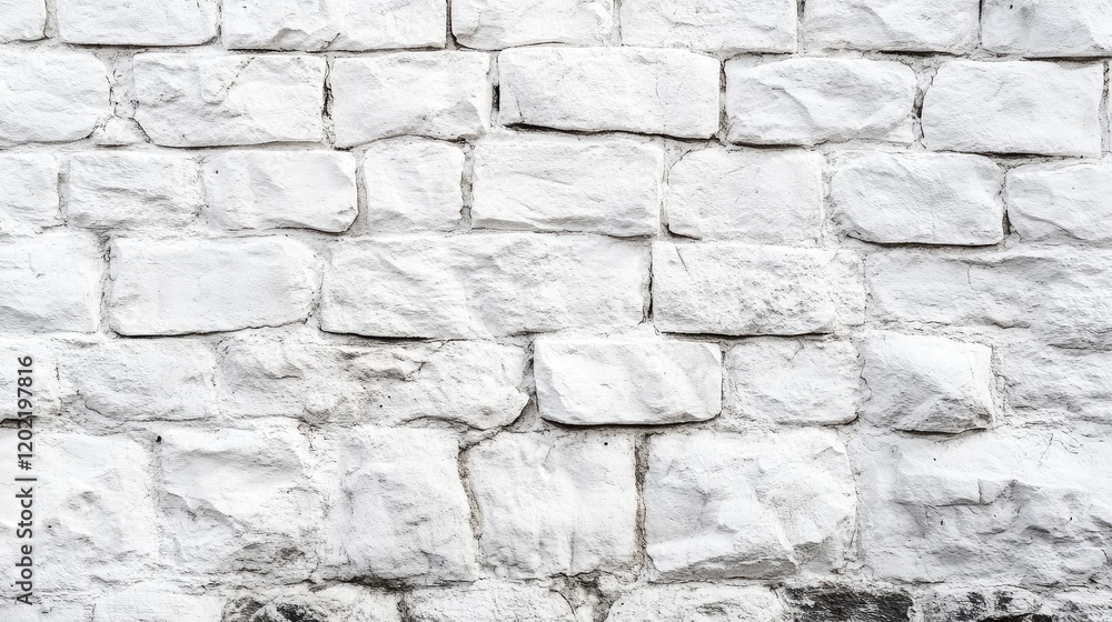 Aufkleber white brick wall texture with uneven surface and visible weathering, ideal for backgrounds with copy