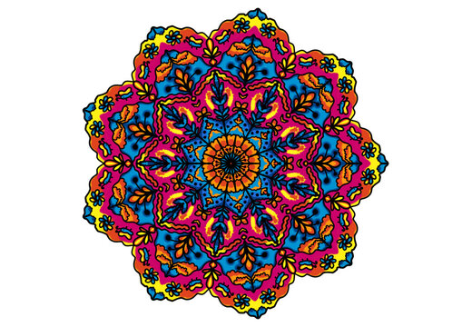 Colorful Mandala Flower, spiritual symbol round ornament, background icon for carpet and other , madala flowers, Blue Mandala, decoration, elements, BCE in India, Pakistan, Afghanistan