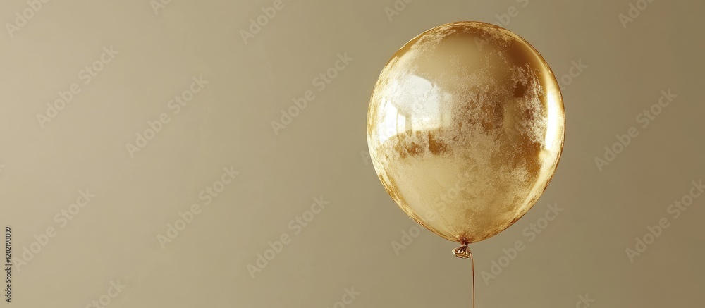 Poster Gold balloon on a neutral background with copy space for text or design elements