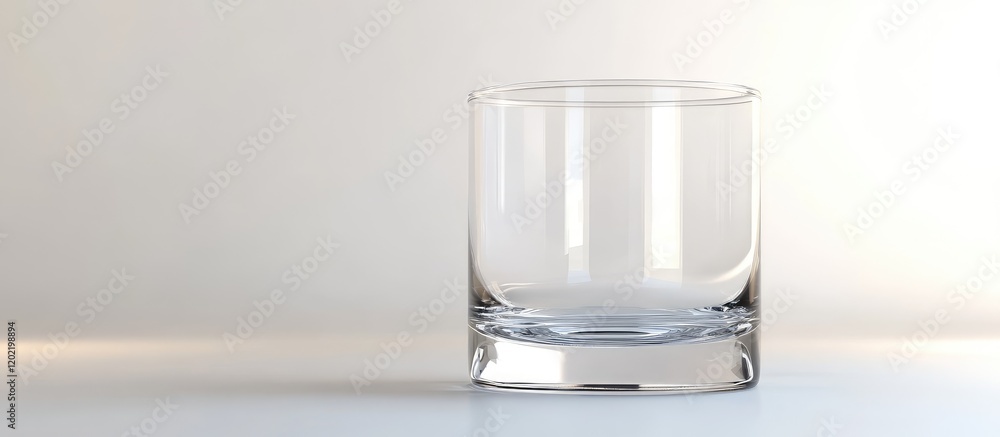Poster empty glass tumbler on a light background with copy space for text or branding