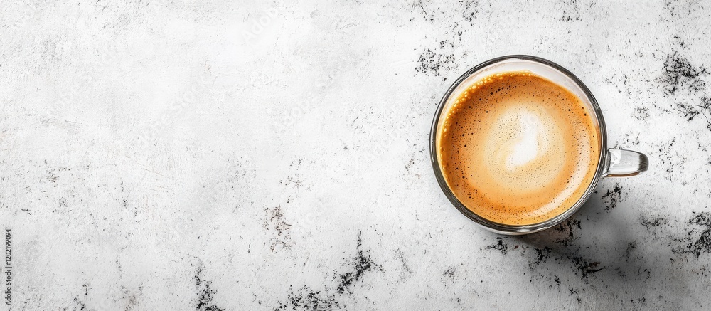 Aufkleber Coffee cup on a textured gray surface with light reflections and copy space for text or design elements