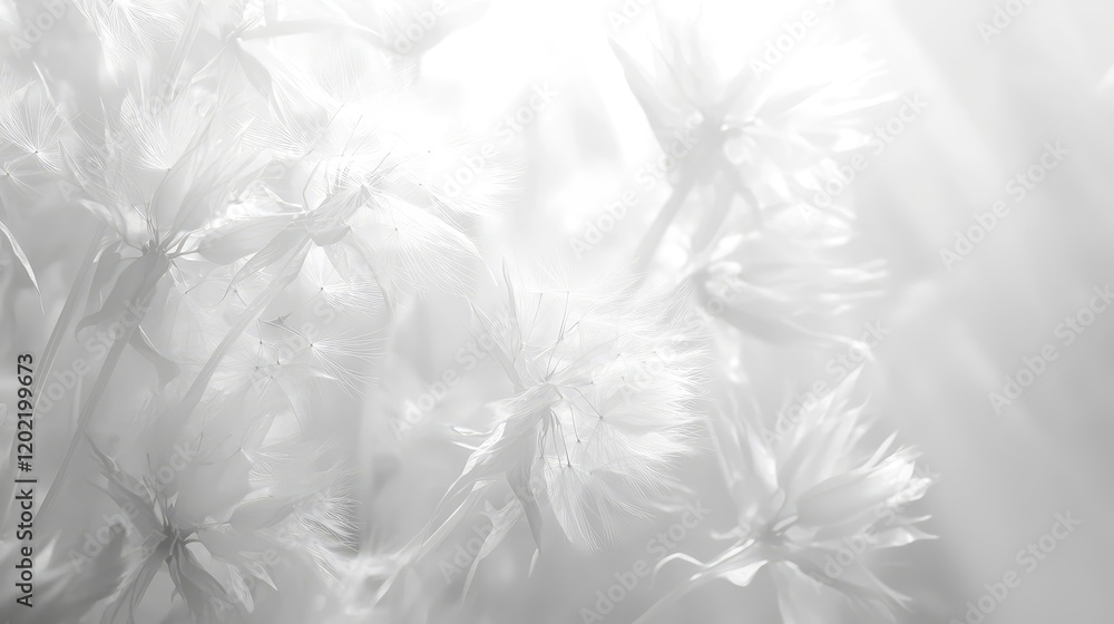 Sticker white flowers with soft focus background and light exposure creating a serene ambiance copy space