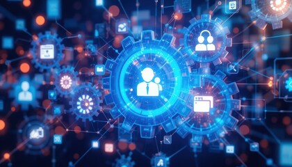 Obraz premium Abstract digital numbers flow in a technological cyberspace