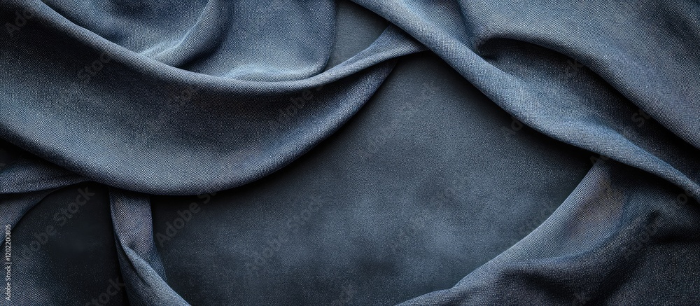 Poster Dark textile fabric with soft folds and gentle waves suitable for background or textile design Copy Space