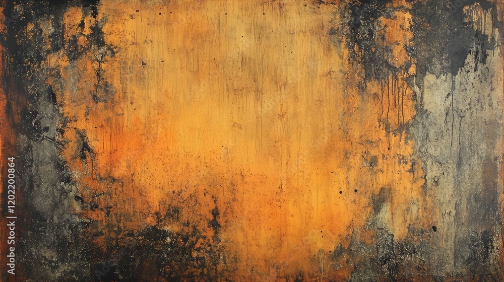 Poster abstract textured background with orange and gray hues featuring a rough surface and dramatic color 