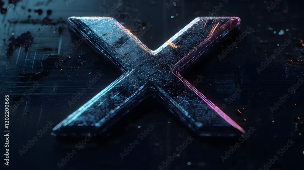 Canvas Prints in space, an x-shaped star stands for navigation and exploration.