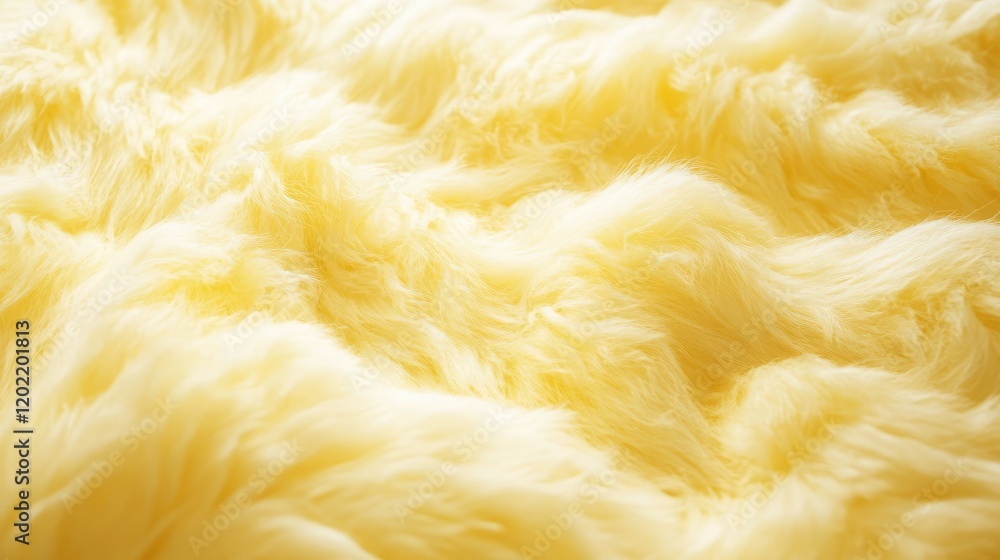 Poster Soft fluffy yellow fur texture background with gentle waves and uneven surface Copy Space