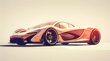 Fototapeta premium A modern car with vivid highlights and shadows on a white surface.