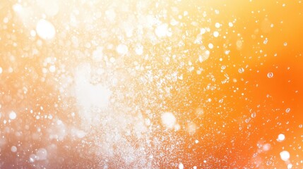 Colorful abstract background with bubbles and sparkling particles on gradient orange backdrop with Copy Space for text insertion