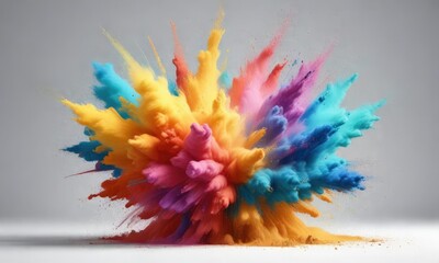Abstract color powder explosion on isolated white background, creative, vibrant, design