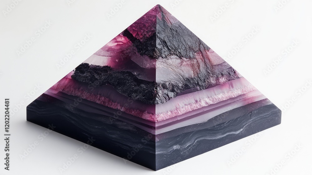 Poster multicolored natural stone pyramid with layered texture and copy space