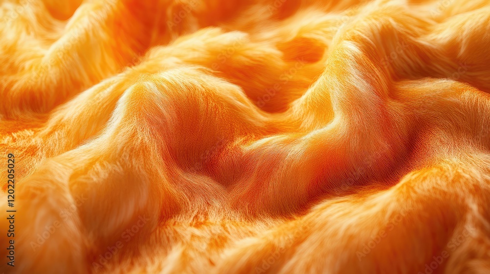 Aufkleber textured orange fabric with soft fur-like fibers creating smooth waves and ripples copy space