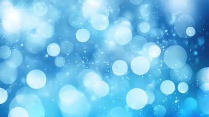 Obraz premium Blue abstract bokeh background with soft circles and light spots featuring copy space for text placement