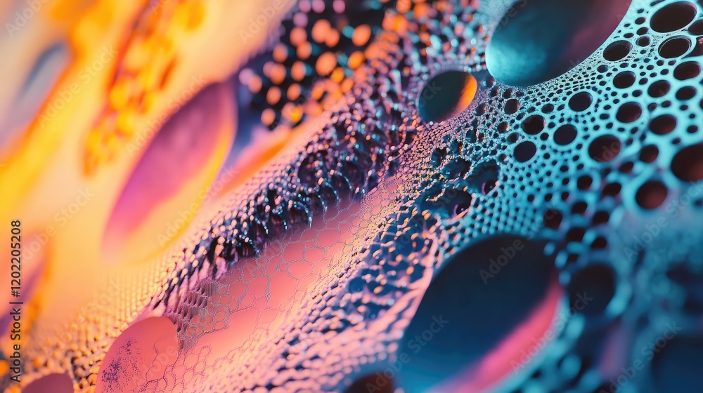 Poster Abstract colorful bubble background with detailed textures and gradients, suitable for use as visual backdrop or design element, Copy Space