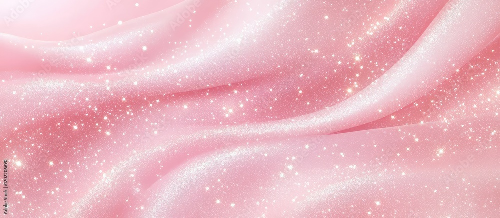 Poster elegant pink satin fabric with sparkling glitter texture and soft folds perfect for background with 