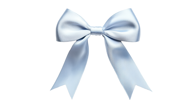 light blue satin bow with long tails, perfect for decoration