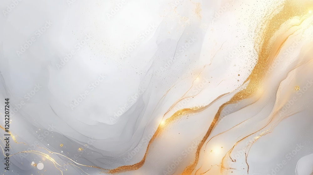Poster abstract gray and gold wave background with glitter elements and smooth gradients ideal for design p