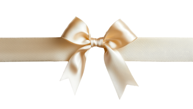 Elegant cream ribbon bow on smooth satin band, perfect for gifts
