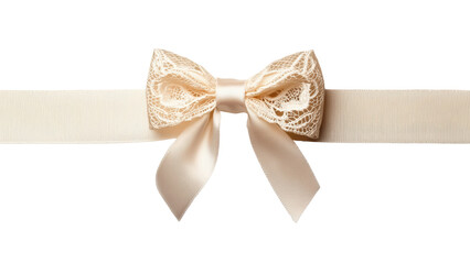 Elegant lace ribbon bow with satin tails