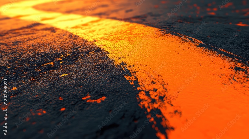 Aufkleber abstract close-up of a textured surface with an orange paint stroke on a dark background with copy s