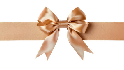 Elegant satin ribbon bow in soft peach color on smooth ribbon