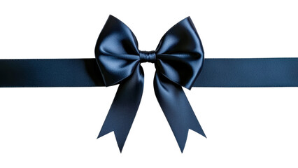 Elegant blue satin ribbon bow with tails, perfect for gifts and decorations