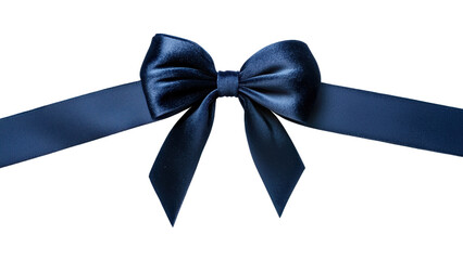 Elegant blue satin ribbon bow with long tails