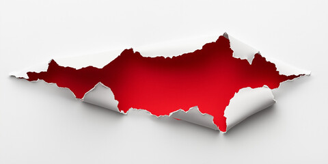 Fototapeta premium Red background in torn paper hole
