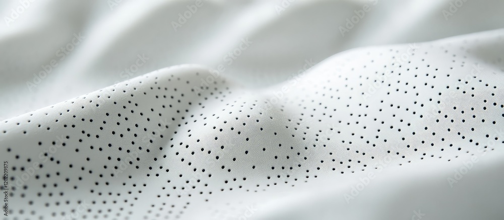 Aufkleber White textured fabric with small black dots on surface and gentle folds displaying depth and shadows Copy Space