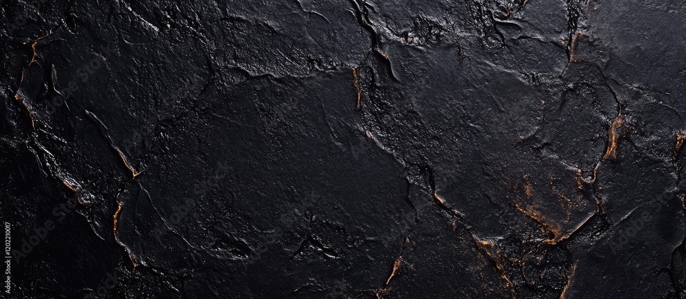 Poster Black textured stone background with uneven surface and natural patterns Copy Space